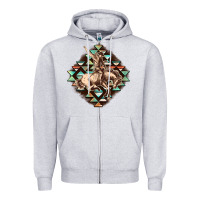 Heather Grey Aztec symbol rodeo Zipper Hoodie - FaDigitalArtStudio