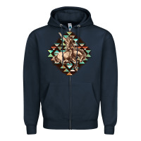 Navy Aztec symbol rodeo Zipper Hoodie - FaDigitalArtStudio