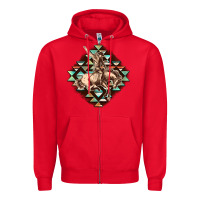 Red Aztec symbol rodeo Zipper Hoodie - FaDigitalArtStudio