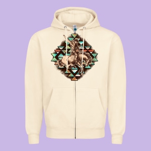 Aztec Symbol Rodeo Zipper Hoodie Designed By Fadigitalartstudio