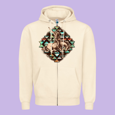 Aztec Symbol Rodeo Zipper Hoodie Designed By Fadigitalartstudio