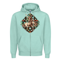 Seafoam Aztec symbol rodeo Zipper Hoodie - FaDigitalArtStudio