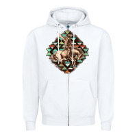 White Aztec symbol rodeo Zipper Hoodie - FaDigitalArtStudio