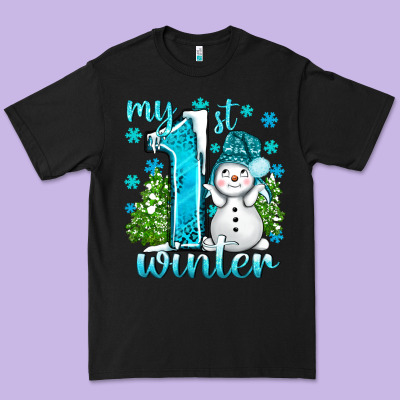 My 1 St Winter With Cute Snowman Premium Tee Designed By Bundleandbundleshop