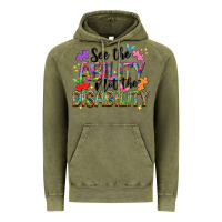 Vintage Olive see the ability not the disability Vintage Hoodie - NancyCooperArtShop