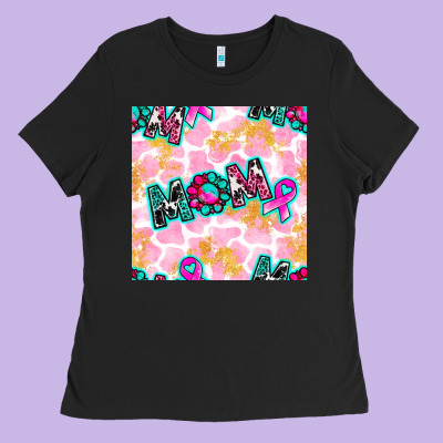 Breast Cancer Awareness Mom With Leopard Patterns Ladies Tee Designed By Bundleandbundleshop