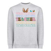 Heather Grey Easter bunny Teacher Heavyweight Sweatshirt - OliviaCreatesArt