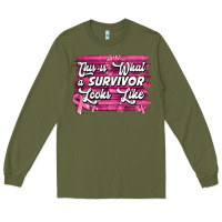 Army Green this is what a survivor looks like breast cancer awareness Long Sleeve Tee - Jasminsmagicworld