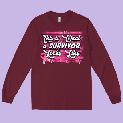 This Is What A Survivor Looks Like Breast Cancer Awareness Long Sleeve Tee Designed By Jasminsmagicworld