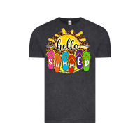 Vintage Black hello summer with flip flops Vintage Tee - NancyCooperArtShop