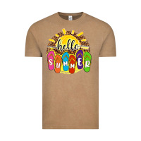 Vintage Coffee hello summer with flip flops Vintage Tee - NancyCooperArtShop