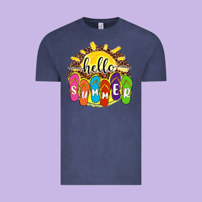 Hello Summer With Flip Flops Vintage Tee Designed By Nancycooperartshop
