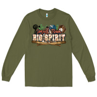 Army Green Small town big spirit Baseball Long Sleeve Tee - HowdyJamesFarm
