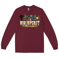 Burgundy Small town big spirit Baseball Long Sleeve Tee - HowdyJamesFarm