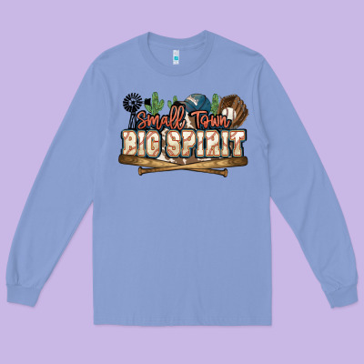 Small Town Big Spirit Baseball Long Sleeve Tee Designed By Howdyjamesfarm