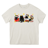 Cream christmas cats Heavy Core Tee - MaliasSmallBusiness