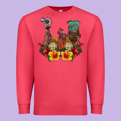 Farm Life Rooster Premium Sweatshirt Designed By Sublimationcraftshop