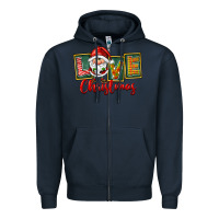 Navy Love Christmas Gnome Santa Zipper Hoodie - FaDigitalArtStudio
