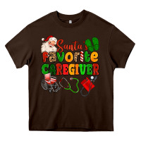 Chocolate Brown santas favorite caregiver Heavy Core Tee - MaliasSmallBusiness