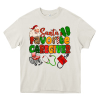 Cream santas favorite caregiver Heavy Core Tee - MaliasSmallBusiness