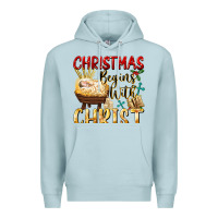 Blue Mist christmas begins with christ Premium Hoodie - FaDigitalArtStudio