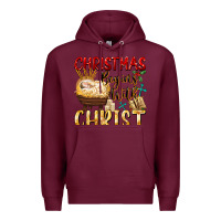 Burgundy christmas begins with christ Premium Hoodie - FaDigitalArtStudio