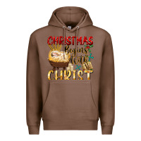 Chestnut christmas begins with christ Premium Hoodie - FaDigitalArtStudio