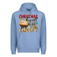 Colony Blue christmas begins with christ Premium Hoodie - FaDigitalArtStudio