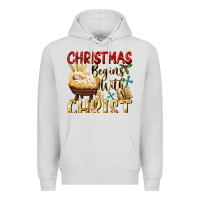 Dove Grey christmas begins with christ Premium Hoodie - FaDigitalArtStudio