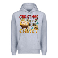 Heather Grey christmas begins with christ Premium Hoodie - FaDigitalArtStudio