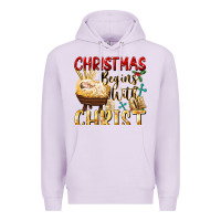Lilac christmas begins with christ Premium Hoodie - FaDigitalArtStudio