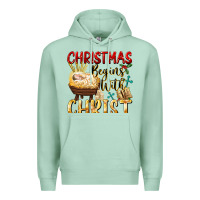 Seafoam christmas begins with christ Premium Hoodie - FaDigitalArtStudio