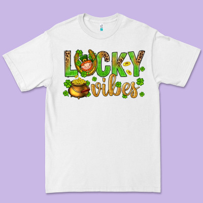 St. Patricks Day Lucky Vibes Premium Tee Designed By Bundleandbundleshop
