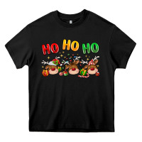 Black ho ho ho reindeer Heavy Core Tee - MaliasSmallBusiness