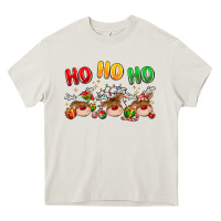Cream ho ho ho reindeer Heavy Core Tee - MaliasSmallBusiness