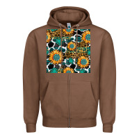 Chestnut gemstone sunflower leopard seamless pattern Zipper Hoodie - BundleAndBundleShop
