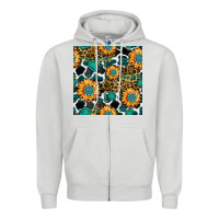 Dove Grey gemstone sunflower leopard seamless pattern Zipper Hoodie - BundleAndBundleShop