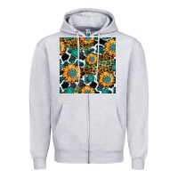 Heather Grey gemstone sunflower leopard seamless pattern Zipper Hoodie - BundleAndBundleShop
