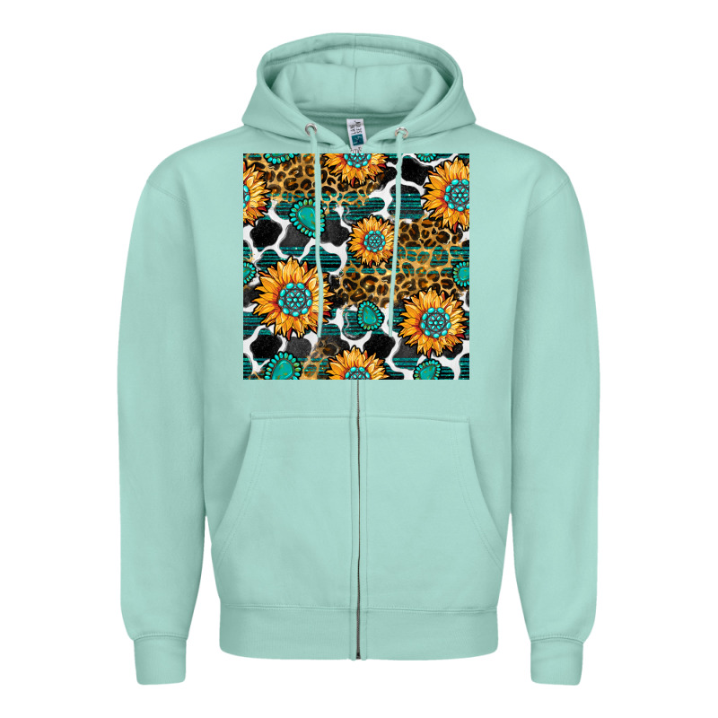 Gemstone Sunflower Leopard Seamless Pattern Zipper Hoodie by BundleAndBundleShop | Teevron