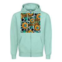 Seafoam gemstone sunflower leopard seamless pattern Zipper Hoodie - BundleAndBundleShop