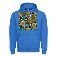 True Royal gemstone sunflower leopard seamless pattern Zipper Hoodie - BundleAndBundleShop