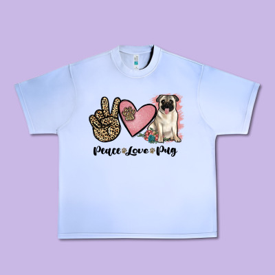 Peace Love Pug Urban Heavy Tee Designed By Jahusdesignshop