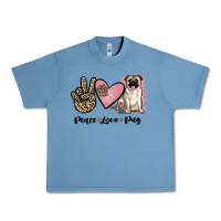 Pebble Blue peace love pug Urban Heavy Tee - JahusDesignShop