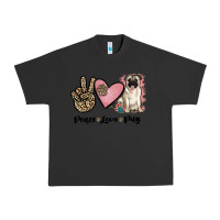 Pigment Black peace love pug Urban Heavy Tee - JahusDesignShop