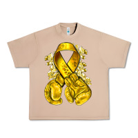 Childhood Cancer Yellow Ribbon With Boxing Gloves Urban Heavy Tee | Teevron