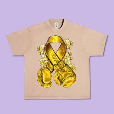 Childhood Cancer Yellow Ribbon With Boxing Gloves Urban Heavy Tee Designed By Nancycooperartshop