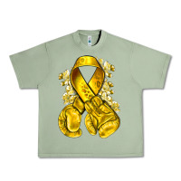 Oil Green Childhood Cancer yellow ribbon with boxing gloves Urban Heavy Tee - NancyCooperArtShop