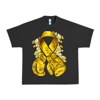Pigment Black Childhood Cancer yellow ribbon with boxing gloves Urban Heavy Tee - NancyCooperArtShop
