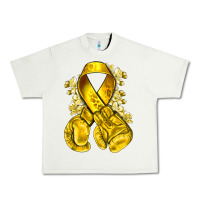 Pistachio Childhood Cancer yellow ribbon with boxing gloves Urban Heavy Tee - NancyCooperArtShop