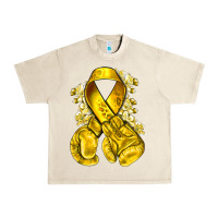 Sandshell Childhood Cancer yellow ribbon with boxing gloves Urban Heavy Tee - NancyCooperArtShop